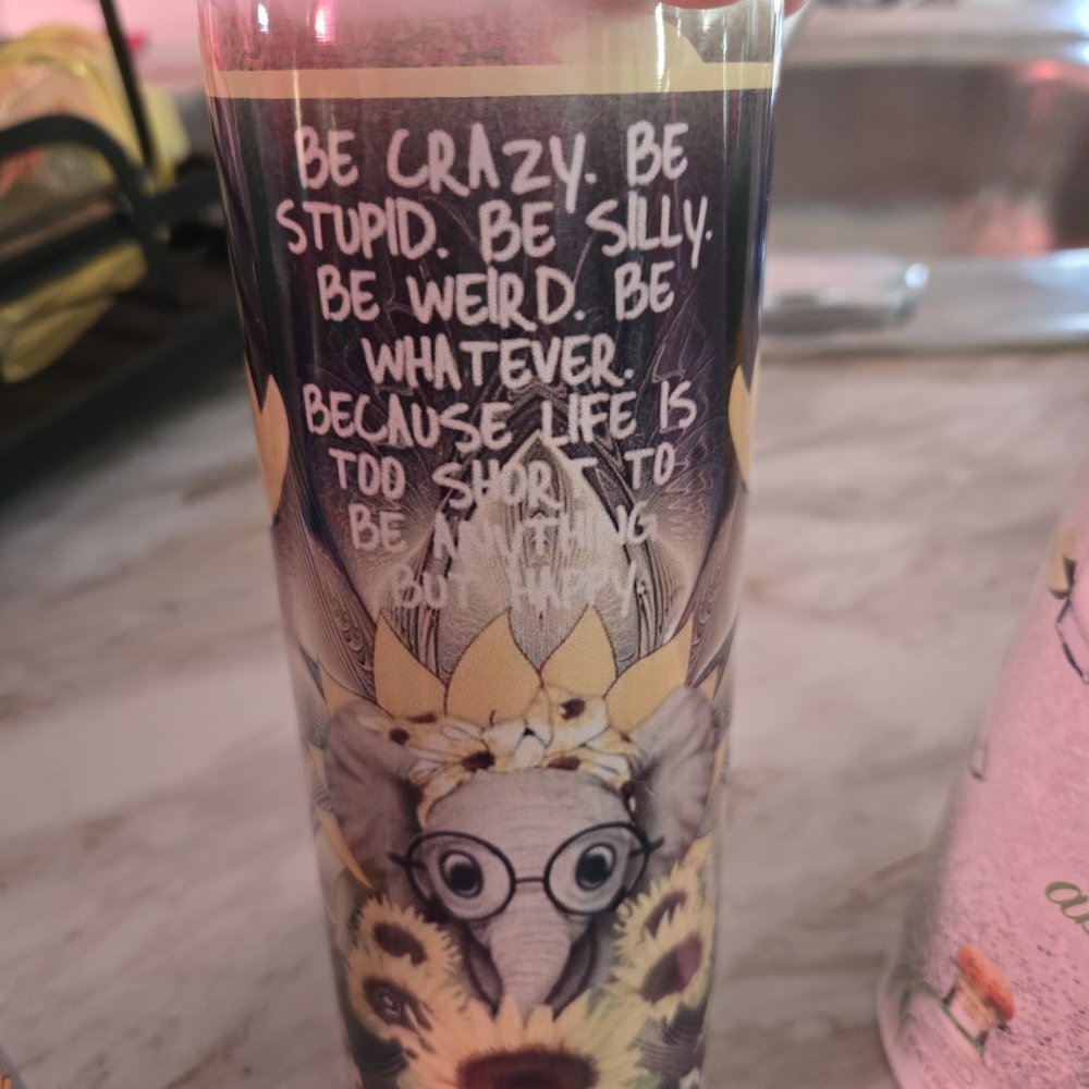 Inspirational Elephant Sunflower Tumbler - Black & Yellow